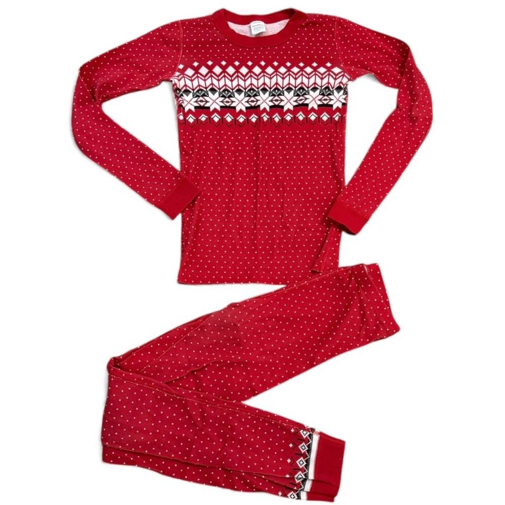 Hanna Andersson Organic Cotton Pajamas – Size 14 – Red Fair Isle